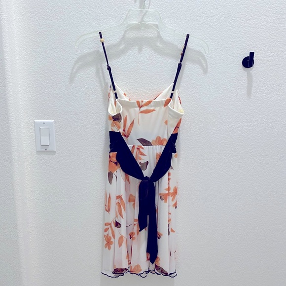 Speechless Floral Empire Waist Midi Dress with Brown Accent Sash - Picture 4 of 5